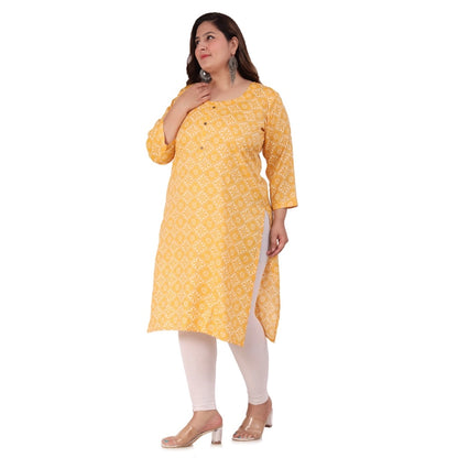 Generic Women's Office wear Designer Printed Capsule Straight Kurti (Yellow)