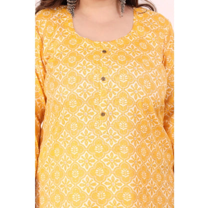 Generic Women's Office wear Designer Printed Capsule Straight Kurti (Yellow)