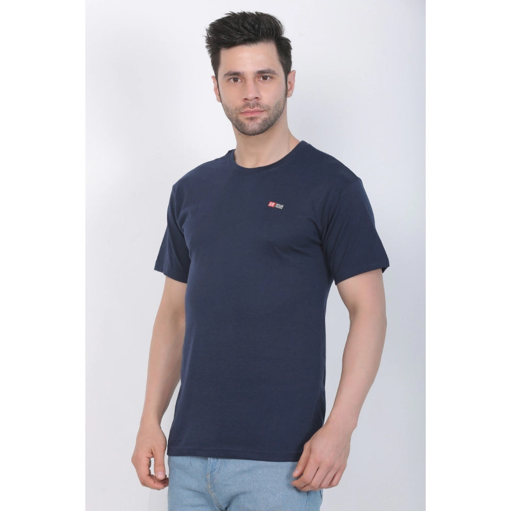 Generic Men's Cotton Jersey Round Neck Plain Tshirt (Navy)