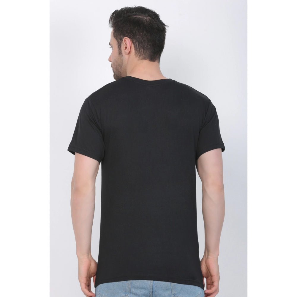 Generic Men's Cotton Jersey Round Neck Printed Tshirt (Black)