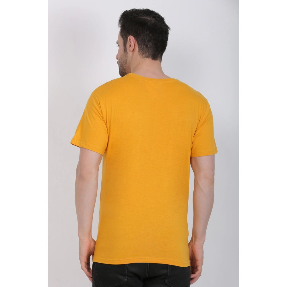 Generic Men's Cotton Jersey Round Neck Printed Tshirt (Mustard Yellow)