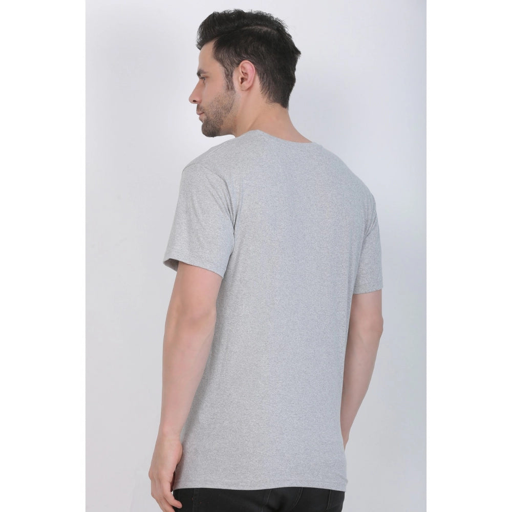 Generic Men's Cotton Jersey Round Neck Plain Tshirt (Grey Melange)