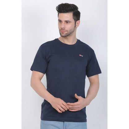 Generic Men's Cotton Jersey Round Neck Plain Tshirt (Navy)