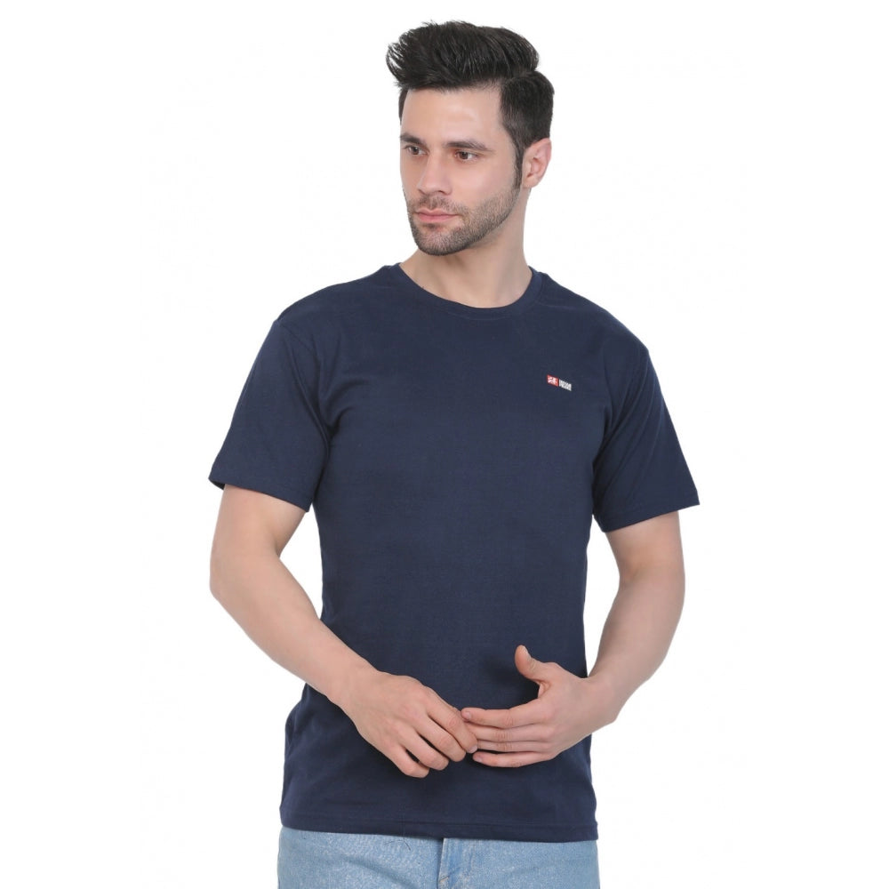 Generic Men's Cotton Jersey Round Neck Plain Tshirt (Navy)