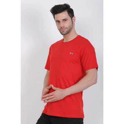 Generic Men's Cotton Jersey Round Neck Plain Tshirt (Red)