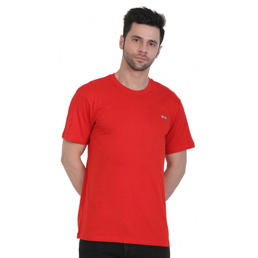 Generic Men's Cotton Jersey Round Neck Plain Tshirt (Red)