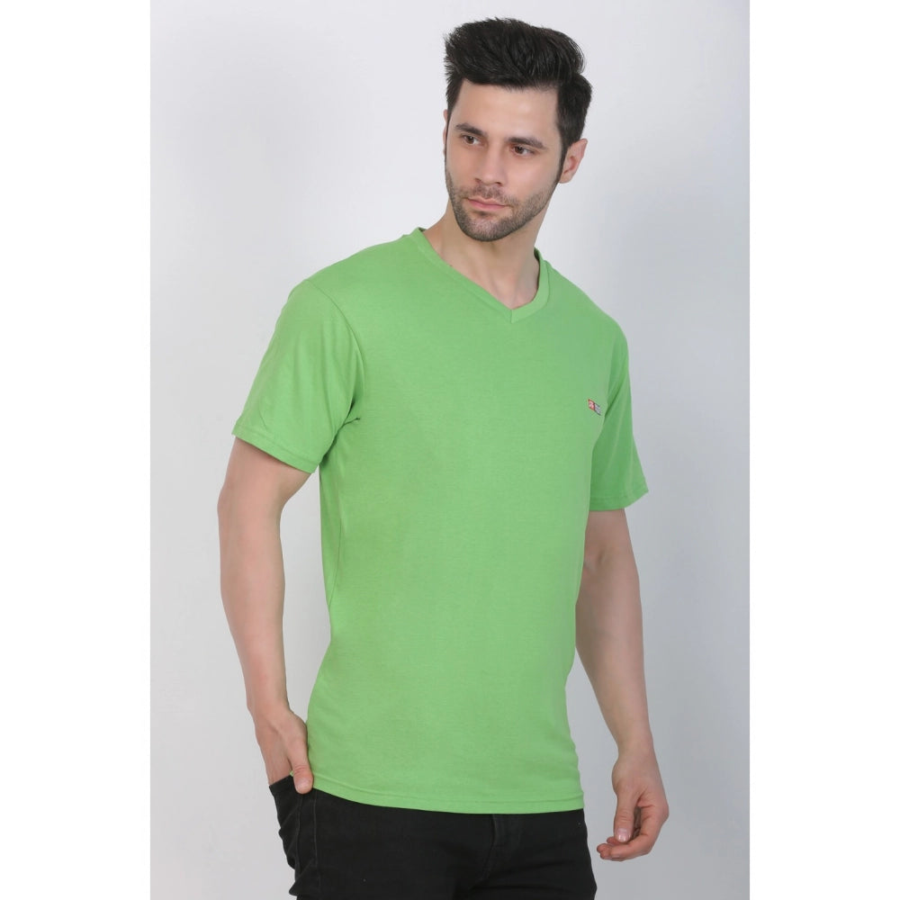 Generic Men's Cotton Jersey V Neck Plain Tshirt (Pale Green)