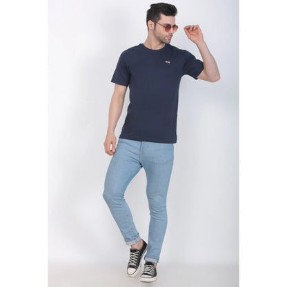 Generic Men's Cotton Jersey Round Neck Plain Tshirt (Navy)