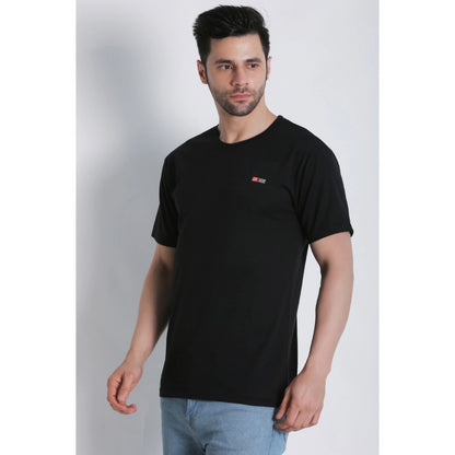 Generic Men's Cotton Jersey Round Neck Plain Tshirt (Black)