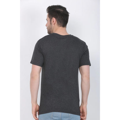 Generic Men's Cotton Jersey Round Neck Printed Tshirt (Charcoal Melange)