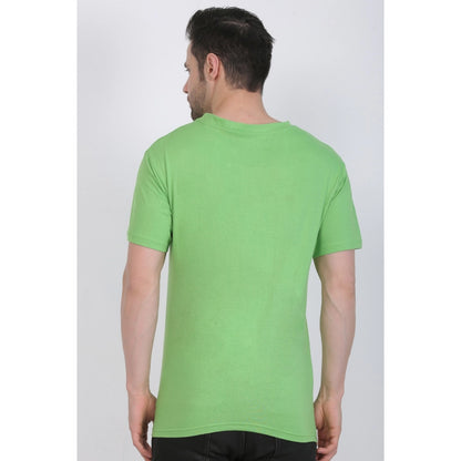 Generic Men's Cotton Jersey V Neck Printed Tshirt (Pale Green)