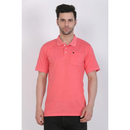 Generic Men's Poly Viscose Polo Plain Tshirt (Red Melange)