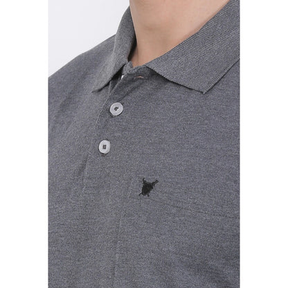 Generic Men's Poly Viscose Polo Plain Tshirt (Charcoal Melange)