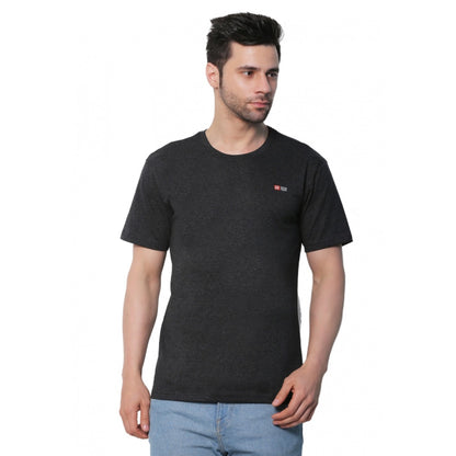 Generic Men's Cotton Jersey Round Neck Plain Tshirt (Charcoal Melange)