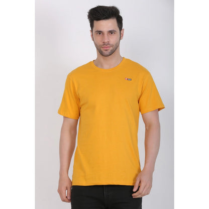 Generic Men's Cotton Jersey Round Neck Plain Tshirt (Mustard Yellow)