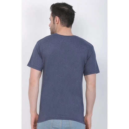 Generic Men's Cotton Jersey Round Neck Plain Tshirt (Blue Melange)