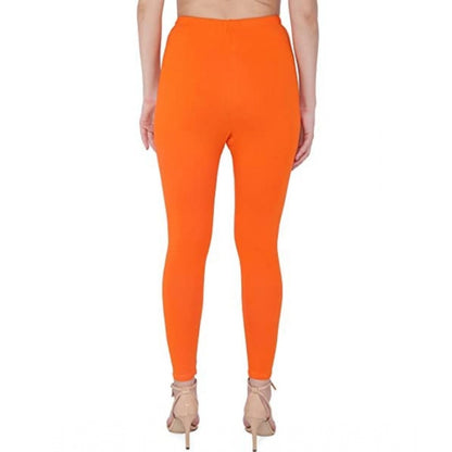 Generic Women's Cotton Stretchable Skin Fit Ankle Length Leggings (Orange)