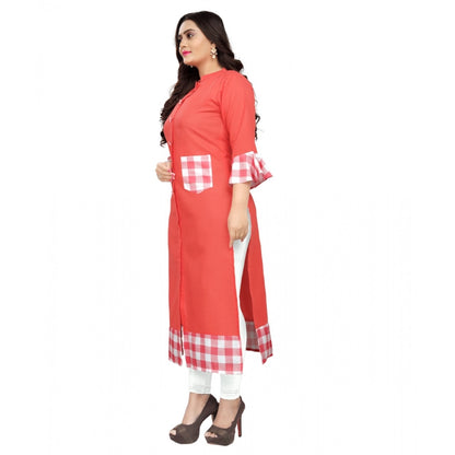 Generic Women's Cotton Digital Printed Straight Kurti (Peach)