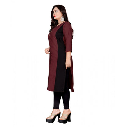 Generic Women's Cotton Solid Straight Kurti (Brown)