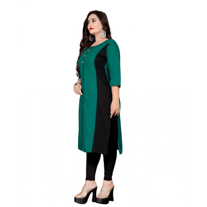 Generic Women's Cotton Solid Straight Kurti (Green)