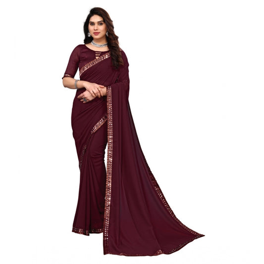 Generic Women's Embellished Dyed Printed Bollywood Georgette Saree With Blouse (Dark Choclate)