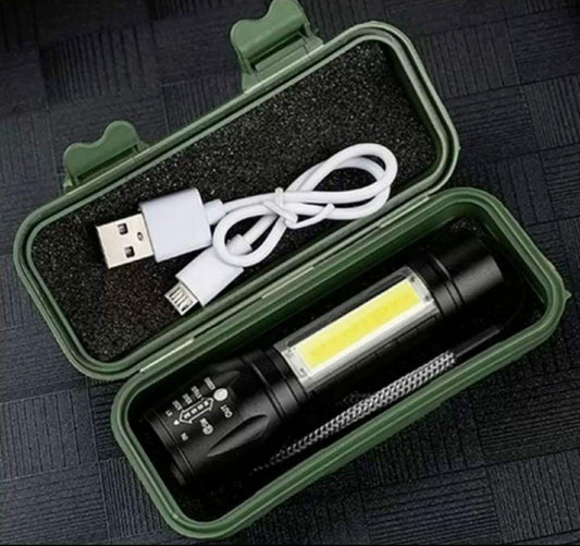 Mini USB Rechargeable Torch Light Super Bright Pocket Mini Zoom COB USB Charging Torch Led Flashlight Waterproof Torch Lights Torch Light with 3 Modes Adjustable PRODUCT CODE(OS0008484)