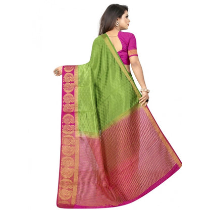 Generic Women's Kanjivaram Silk Saree With Unstitched Blouse Piece (Green, 5-6 Mtrs)