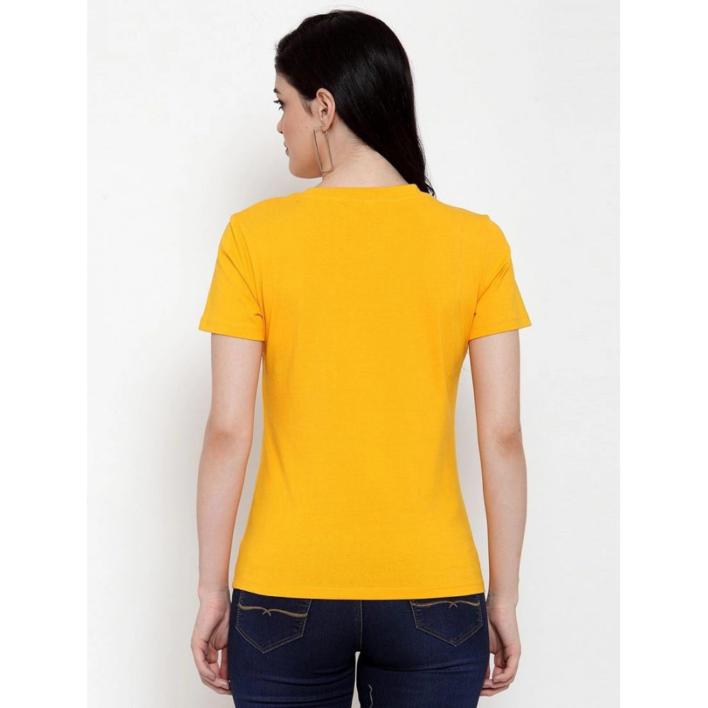 Generic Women's Cotton Blend Not So Sati Savitri Printed T-Shirt (Yellow)