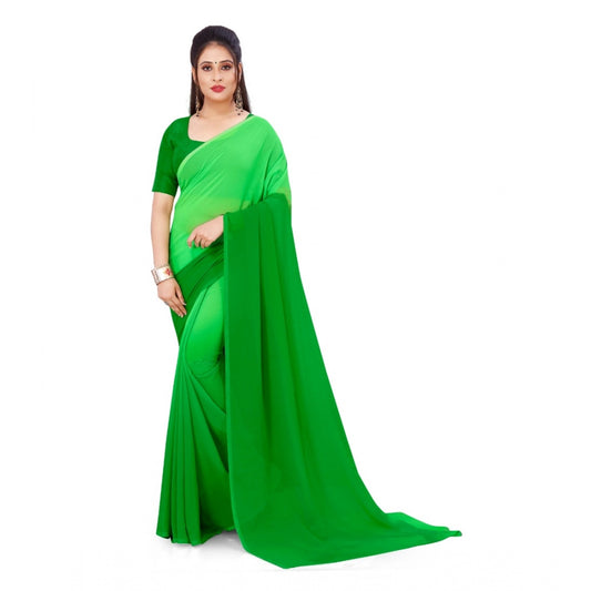 Generic Women's Georgette Printed Saree With Unstitched Blouse (Green, 5-6 Mtrs)