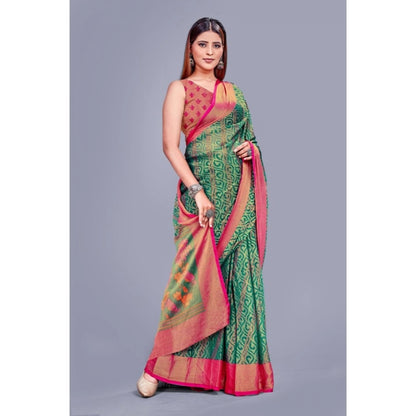 Generic Women's Viscose Rayon Printed Saree With Unstitched Blouse (Rama)