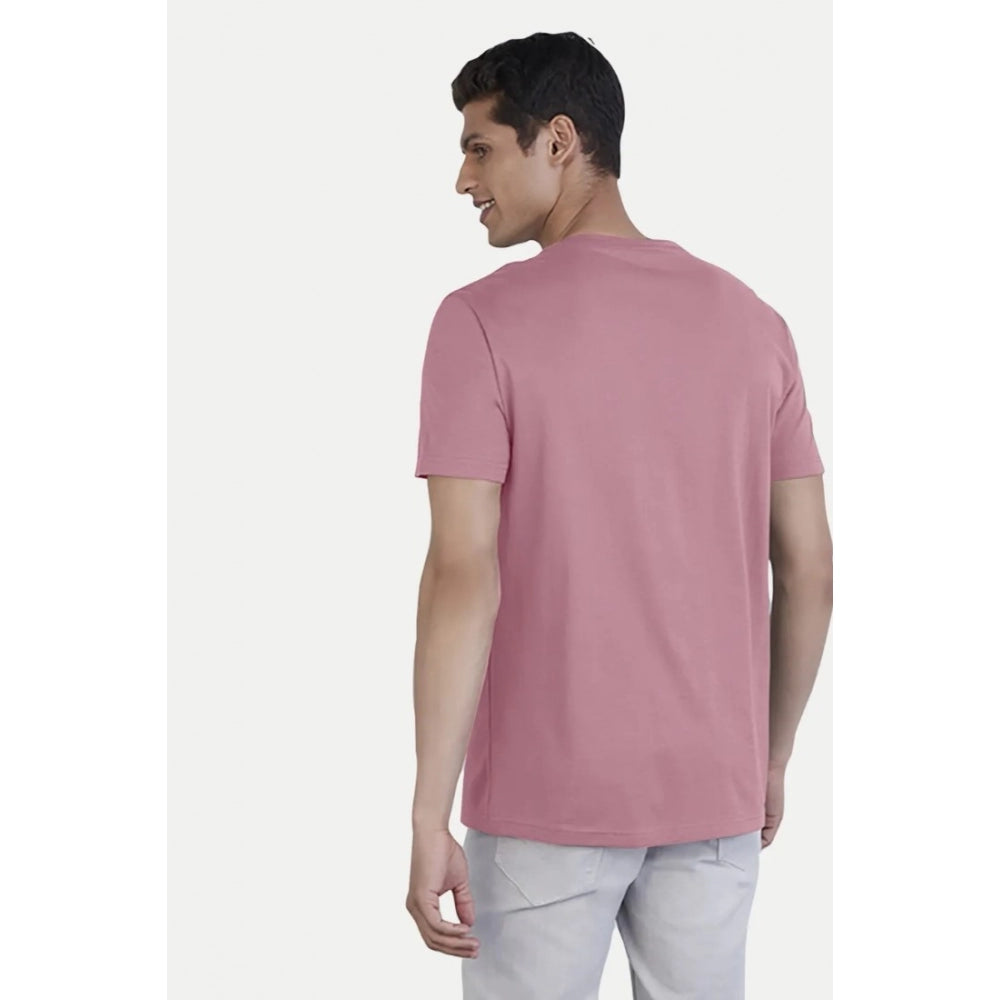 Generic Men's Casual Half sleeve Printed Cotton Crew Neck T-shirt (Pink)