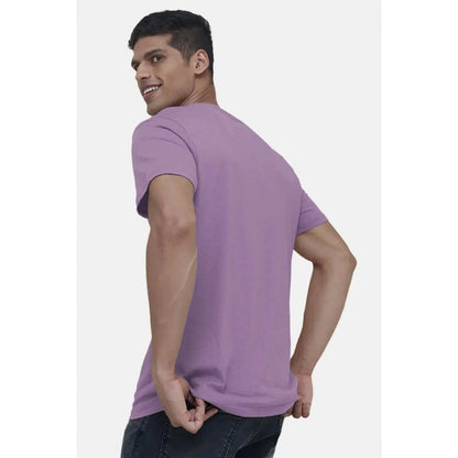 Generic Men's Casual Half sleeve Solid Cotton V Neck T-shirt (Lilac)