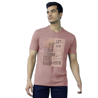 Generic Men's Casual Half sleeve Digital Printed Cotton Crew Neck T-shirt (Coral)