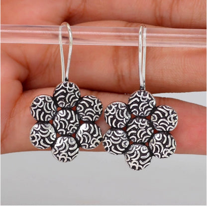 Generic Women's New Designer Flower Shape Handmade Indian Traditional Oxidised Stud Earrings