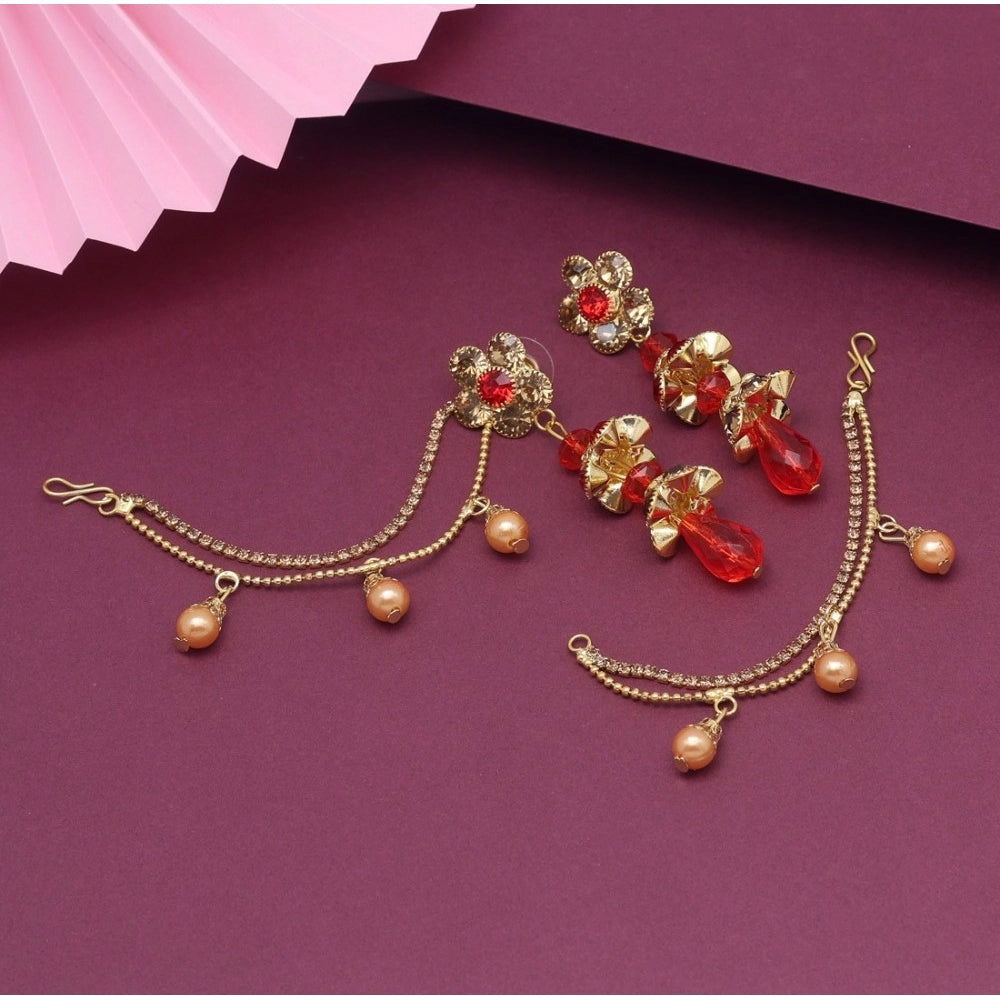 Generic Women's Red Color Bahubali Earrings