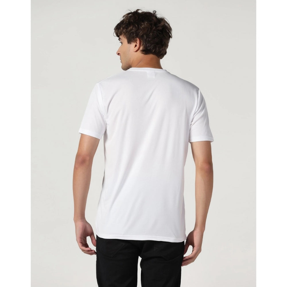 Generic Men's Casual Half Sleeve Solid Polyester Round Neck T-shirt (White)