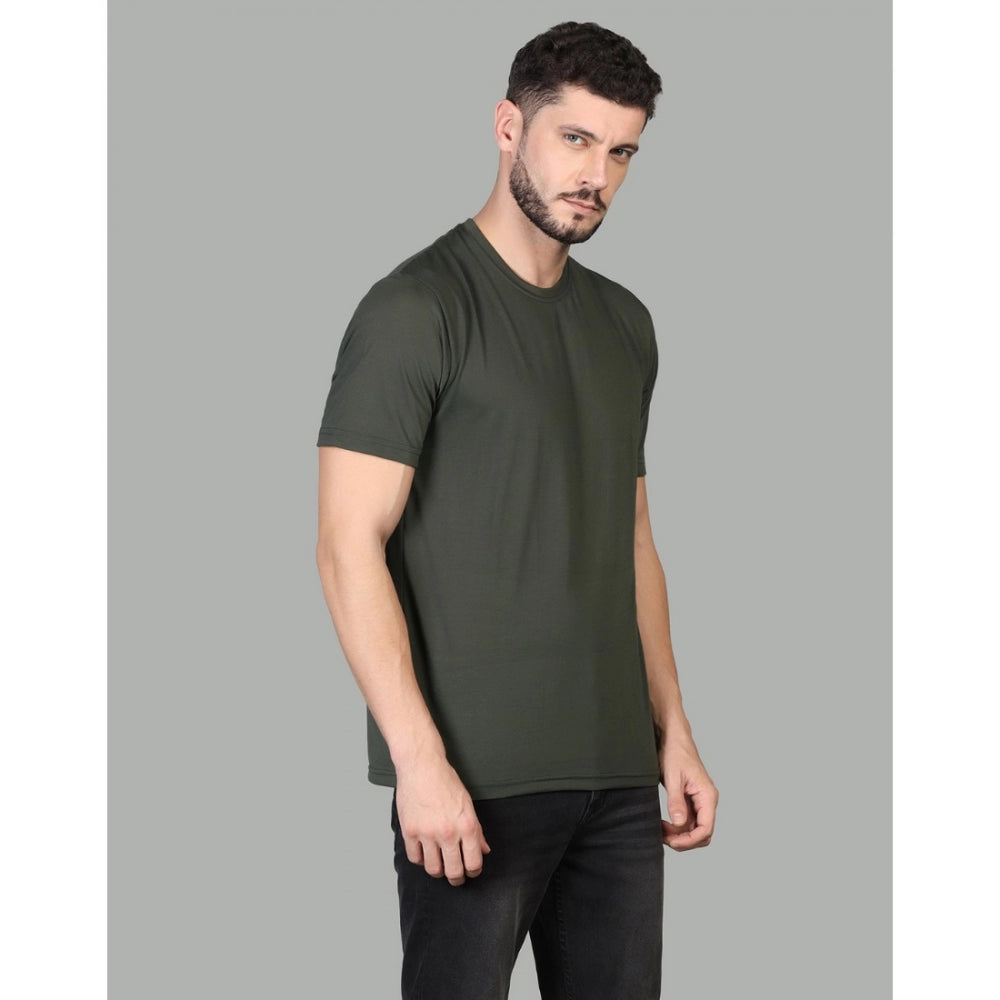 Generic Men's Casual Half Sleeve Solid Cotton Blended Round Neck T-shirt (D.Grey)