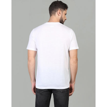 Generic Men's Casual Half Sleeve Solid Cotton Blended Round Neck T-shirt (White)