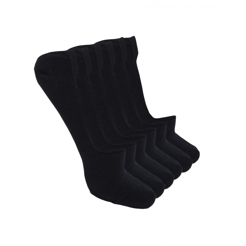 Generic 4 Pairs Unisex Casual Cotton Blended Solid No-show Socks (Black)