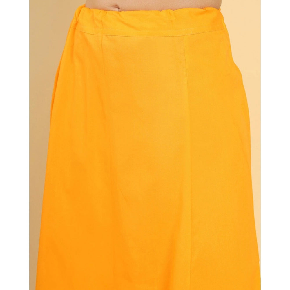 Generic Women's Cotton Solid Free Size Petticoat (Mustard)