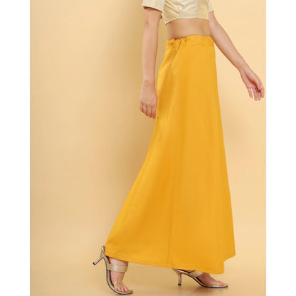 Generic Women's Cotton Solid Free Size Petticoat (Mustard)