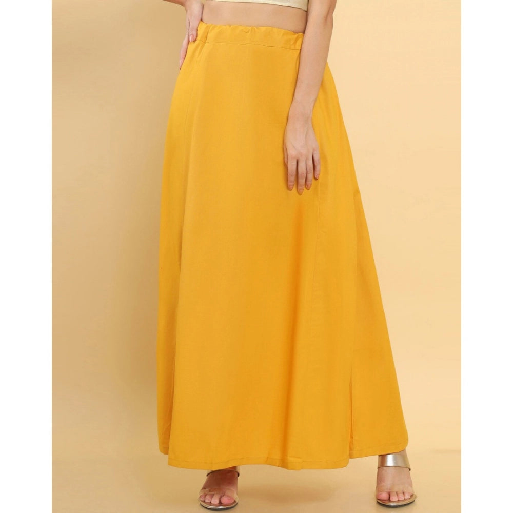 Generic Women's Cotton Solid Free Size Petticoat (Yellow)