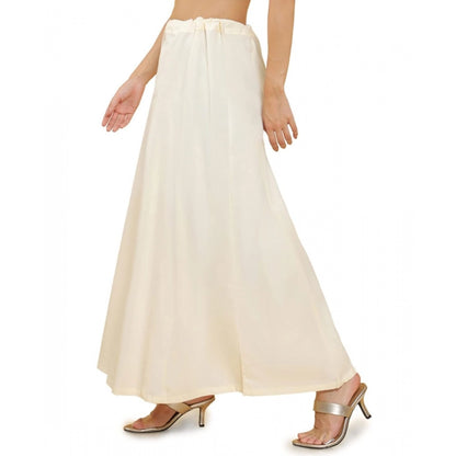 Generic Women's Cotton Solid Free Size Petticoat (Cream)