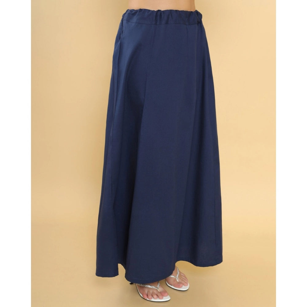 Generic Women's Cotton Solid Free Size Petticoat (Navy Blue)