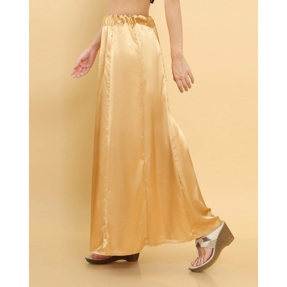 Generic Women's Silk Solid Free Size Petticoat (Gold)