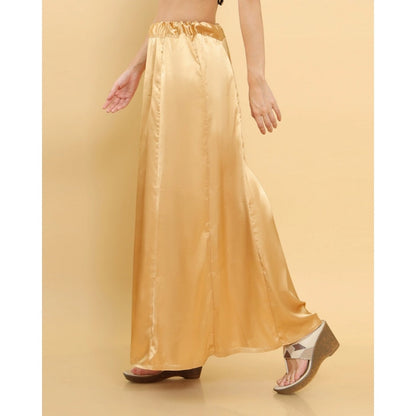 Generic Women's Silk Solid Free Size Petticoat (Gold)