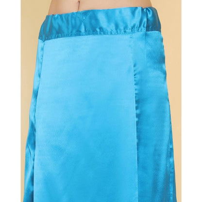 Generic Women's Silk Solid Free Size Petticoat (Blue)