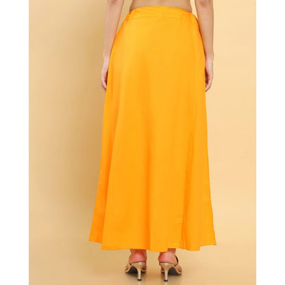 Generic Women's Cotton Solid Free Size Petticoat (Mustard)