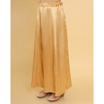 Generic Women's Silk Solid Free Size Petticoat (Gold)