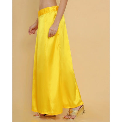 Generic Women's Silk Solid Free Size Petticoat (Yellow)